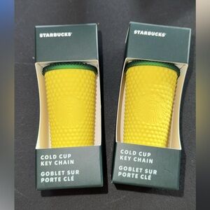 2 Starbucks Cold Cup Pineapple Tumbler Keychains new in box 4.5”